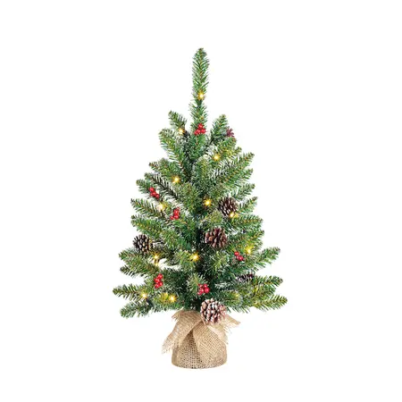 Creston kerstboom led werk op batterijen groen met burlap  58